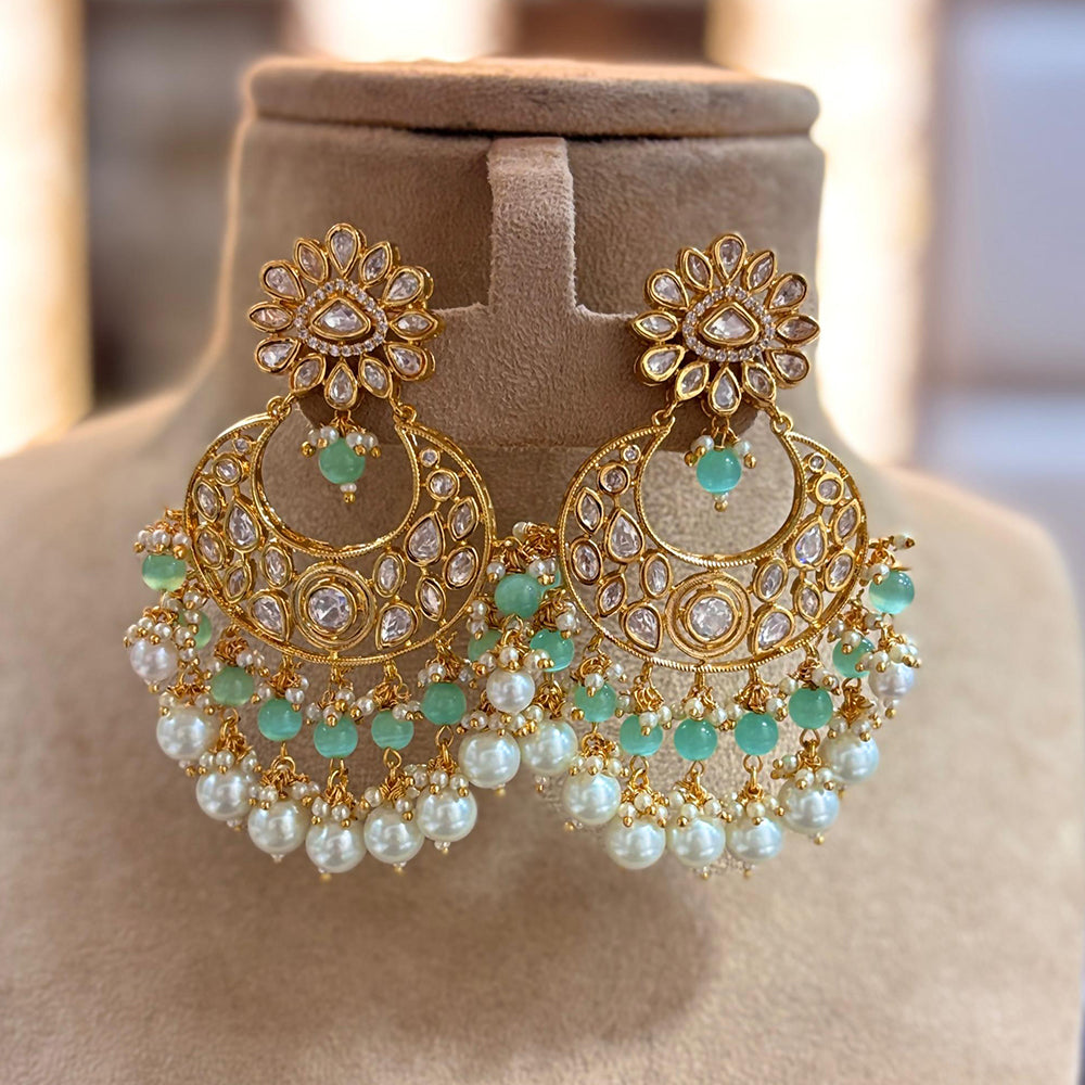 Jewel Addiction Gold Plated Polki kundan Stone And Beads Dangler Earrings