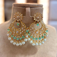 Jewel Addiction Gold Plated Polki kundan Stone And Beads Dangler Earrings