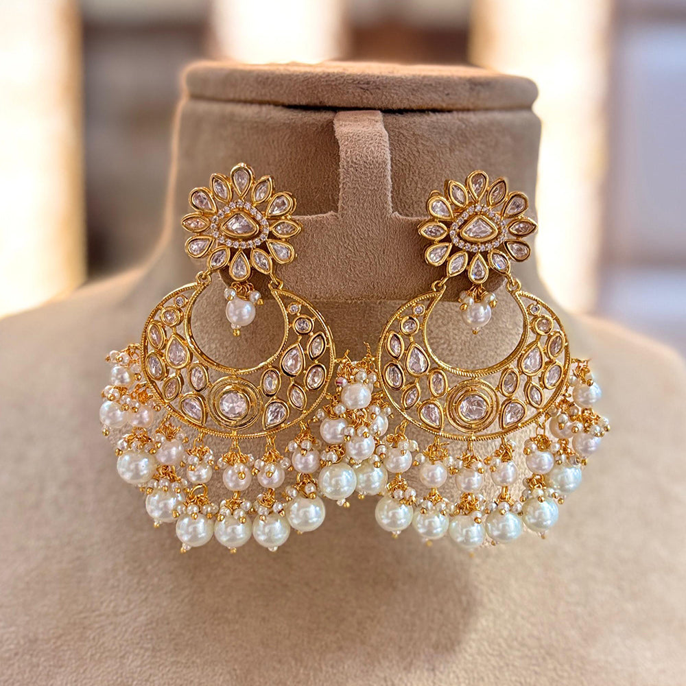 Jewel Addiction Gold Plated Polki kundan Stone And Beads Dangler Earrings