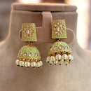Jewel Addiction Gold Plated Kundan Stone And Beads Meenakari Jhumki Earrings