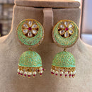 Jewel Addiction Gold Plated Kundan Stone And Beads Meenakari Jhumki Earrings