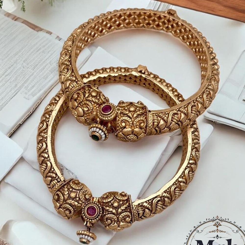 Jewel Addiction Gold Plated Pota Openable Bangle Set