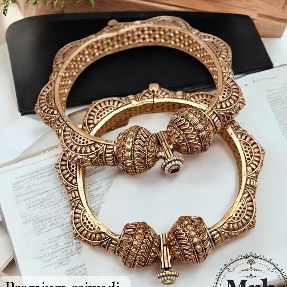 Jewel Addiction Gold Plated Pota Openable Bangle Set