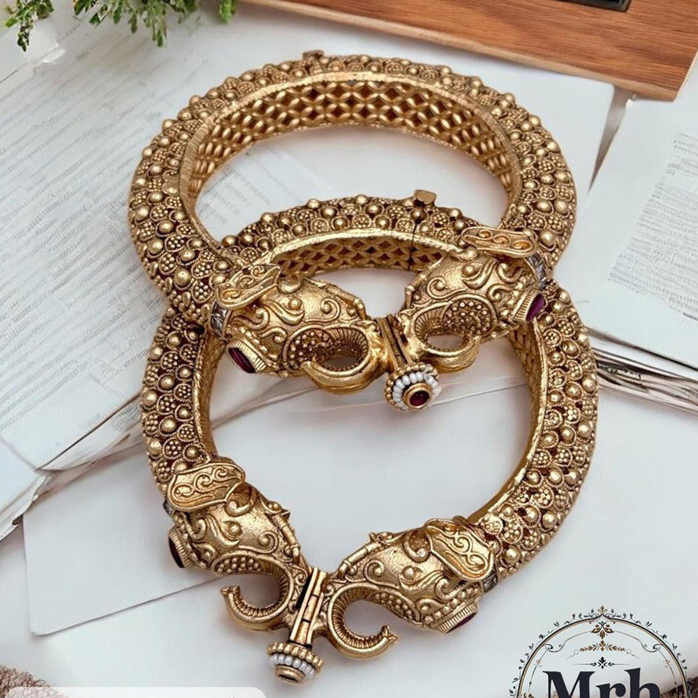 Jewel Addiction Gold Plated Pota Openable Bangle Set