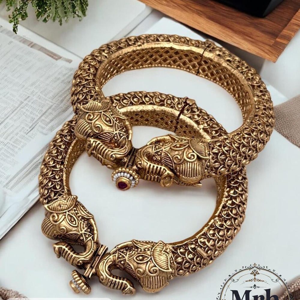 Jewel Addiction Gold Plated Pota Openable Bangle Set