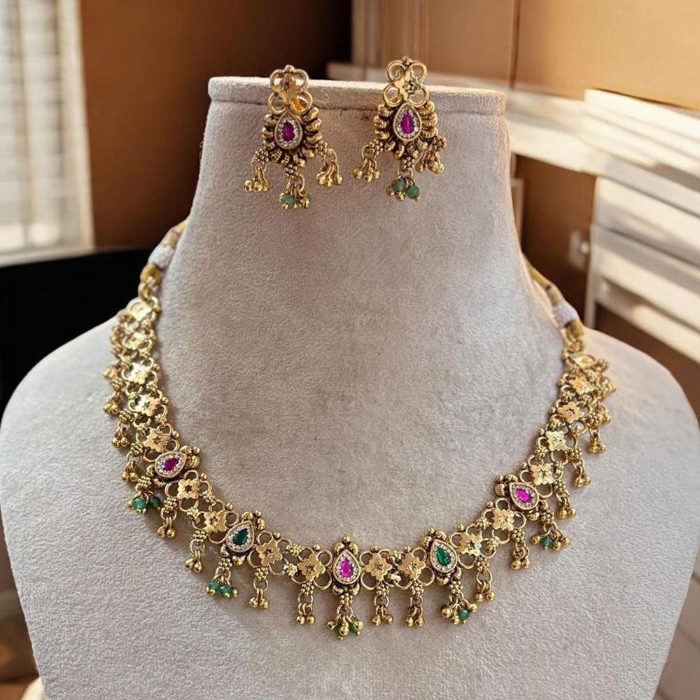 Jewel Addiction Gold Plated Pota Stone And Beads Necklace Set