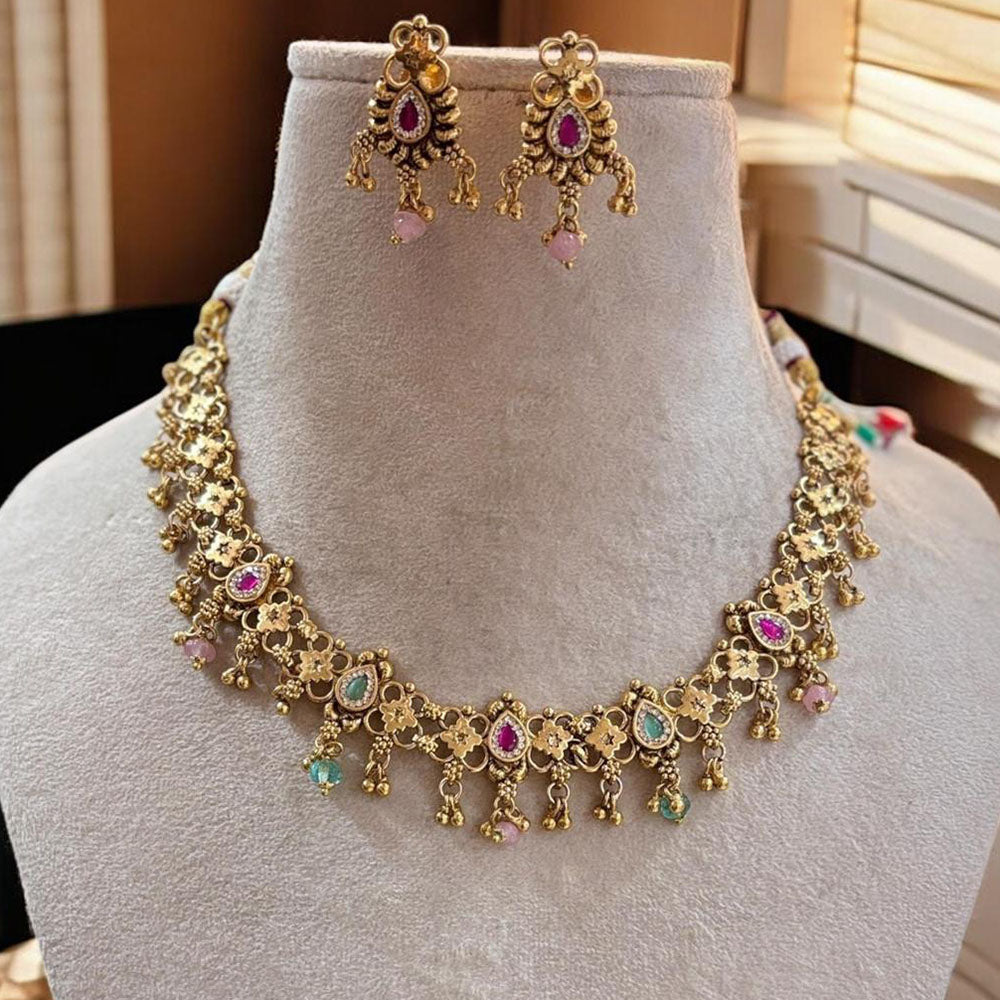 Jewel Addiction Gold Plated Pota Stone And Beads Necklace Set