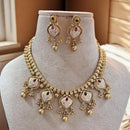 Jewel Addiction Gold Plated Pota Stone And Beads Meenakari Necklace Set