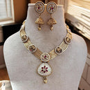 Jewel Addiction Gold Plated Pota Stone And Beads Meenakari Necklace Set