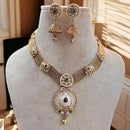Jewel Addiction Gold Plated Pota Stone And Beads Meenakari Necklace Set