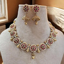 Jewel Addiction Gold Plated Pota Stone And Pearls Necklace Set