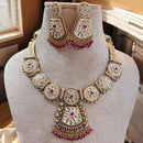 Jewel Addiction Gold Plated Pota Stone And Beads Meenakari Necklace Set