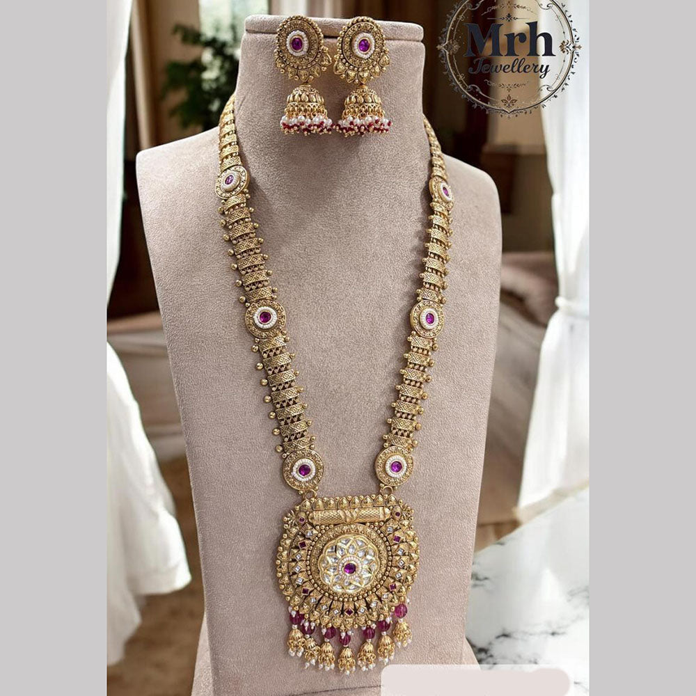 Jewel Addiction Gold Plated Pota Stone And Beads Long Necklace Set