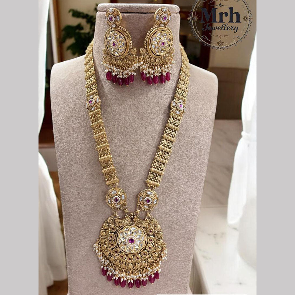 Jewel Addiction Gold Plated Pota Stone And Beads Long Necklace Set