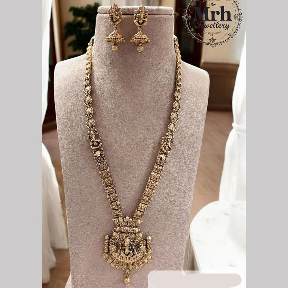 Jewel Addiction Gold Plated Pota Stone Temple Long Necklace Set