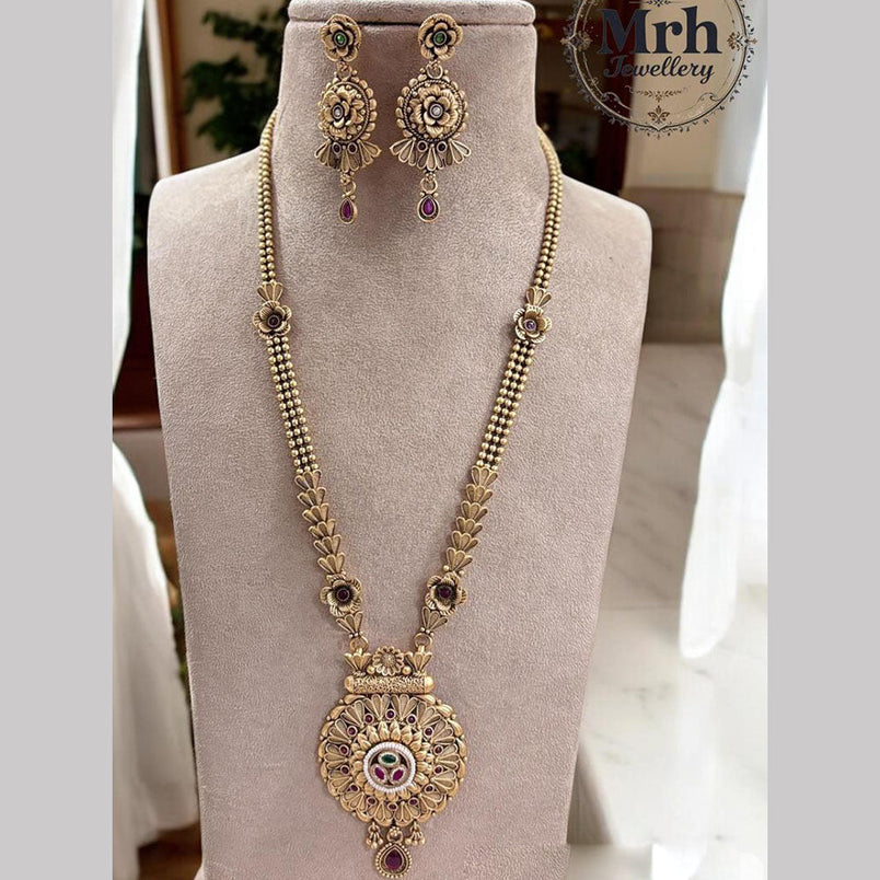 Jewel Addiction Gold Plated Pota Stone Long Necklace Set