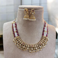 Jewel Addiction Gold Plated Pota Stone And Pearl Necklace Set