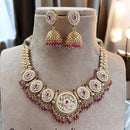 Jewel Addiction Gold Plated Pota Stone And Pearl Necklace Set