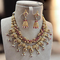Jewel Addiction Gold Plated Pota Stone And Pearl Necklace Set