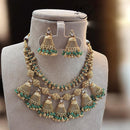 Jewel Addiction Gold Plated Pota Stone And Pearl Necklace Set