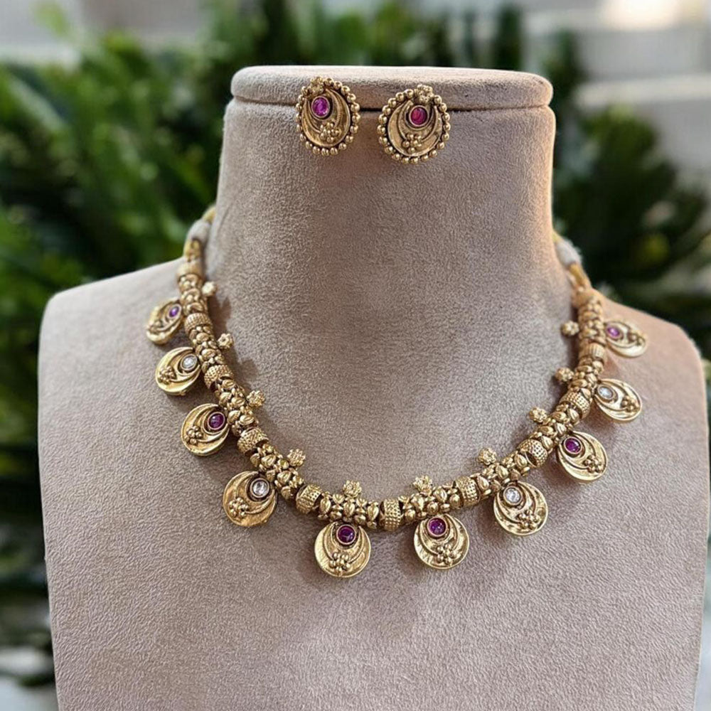 Jewel Addiction Gold Plated Pota Stone Necklace Set
