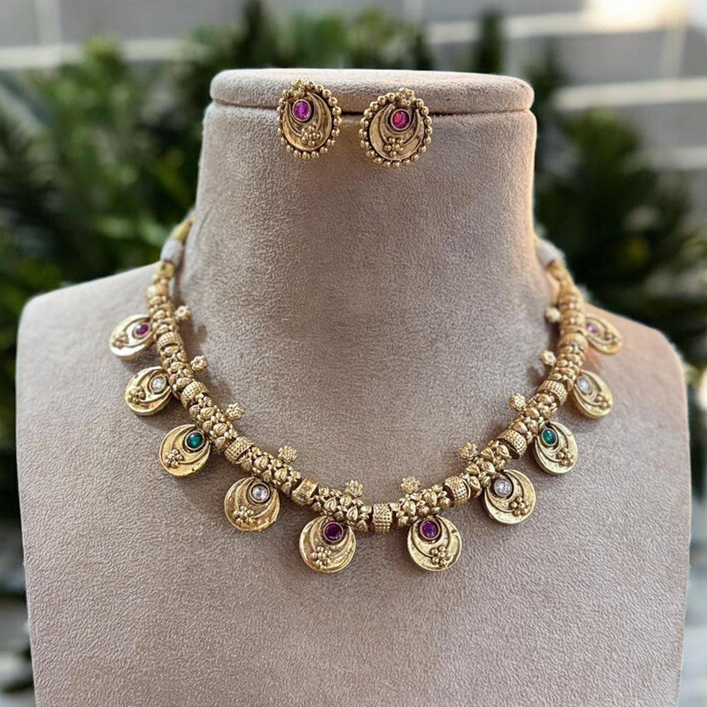 Jewel Addiction Gold Plated Pota Stone Necklace Set