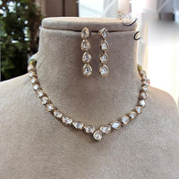 Jewel Addiction Gold Plated Polki Kundan Stone Necklace Set