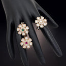 Jewel Addiction Divine Sparkle Gold-Plated Kundan Adjustable Ring with Traditional Flair(1 Piece Only)