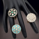 Jewel Addiction Divine Sparkle Gold-Plated Kundan Adjustable Ring with Traditional Flair(1 Piece Only)