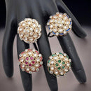 Jewel Addiction Divine Sparkle Gold-Plated Kundan Adjustable Ring with Traditional Flair(1 Piece Only)