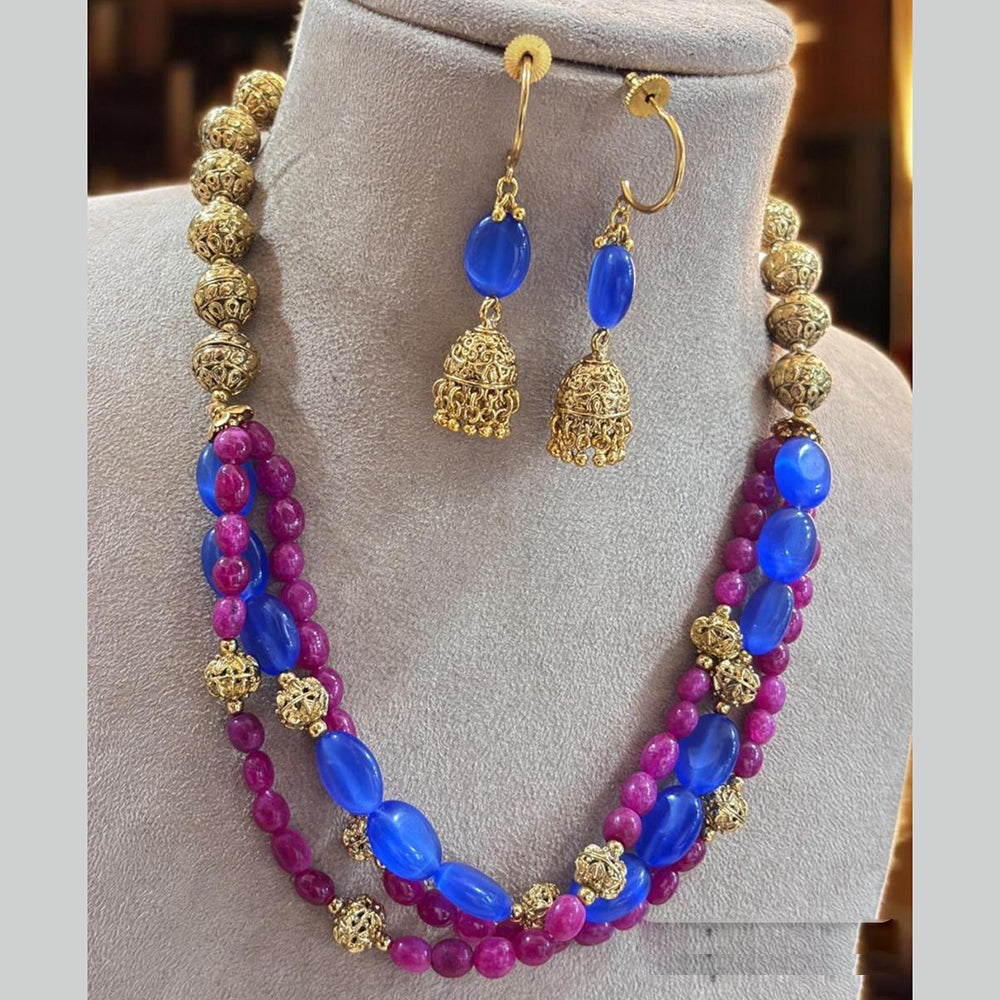 Jewel Addiction Multi-Layer Necklace Set with Gold Plating & BeadsTraditional Jewelry for Celebrations