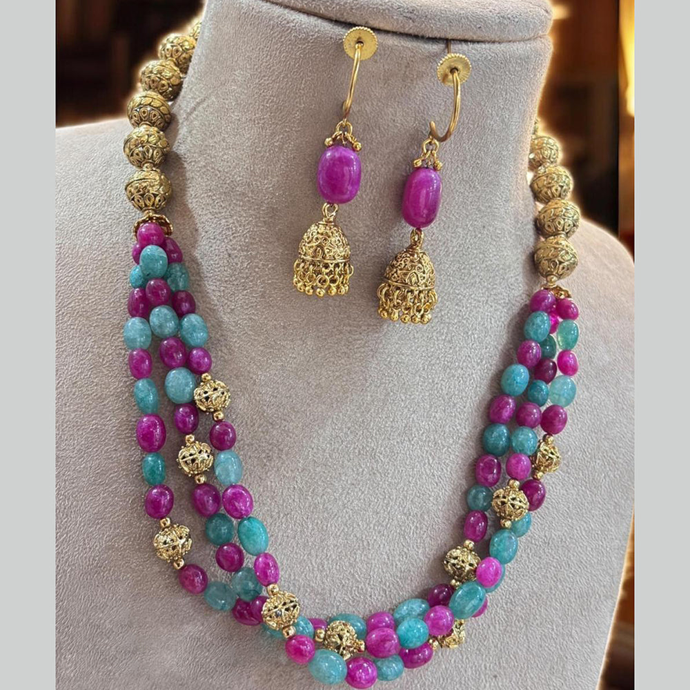 Jewel Addiction Multi-Layer Necklace Set with Gold Plating & BeadsTraditional Jewelry for Celebrations