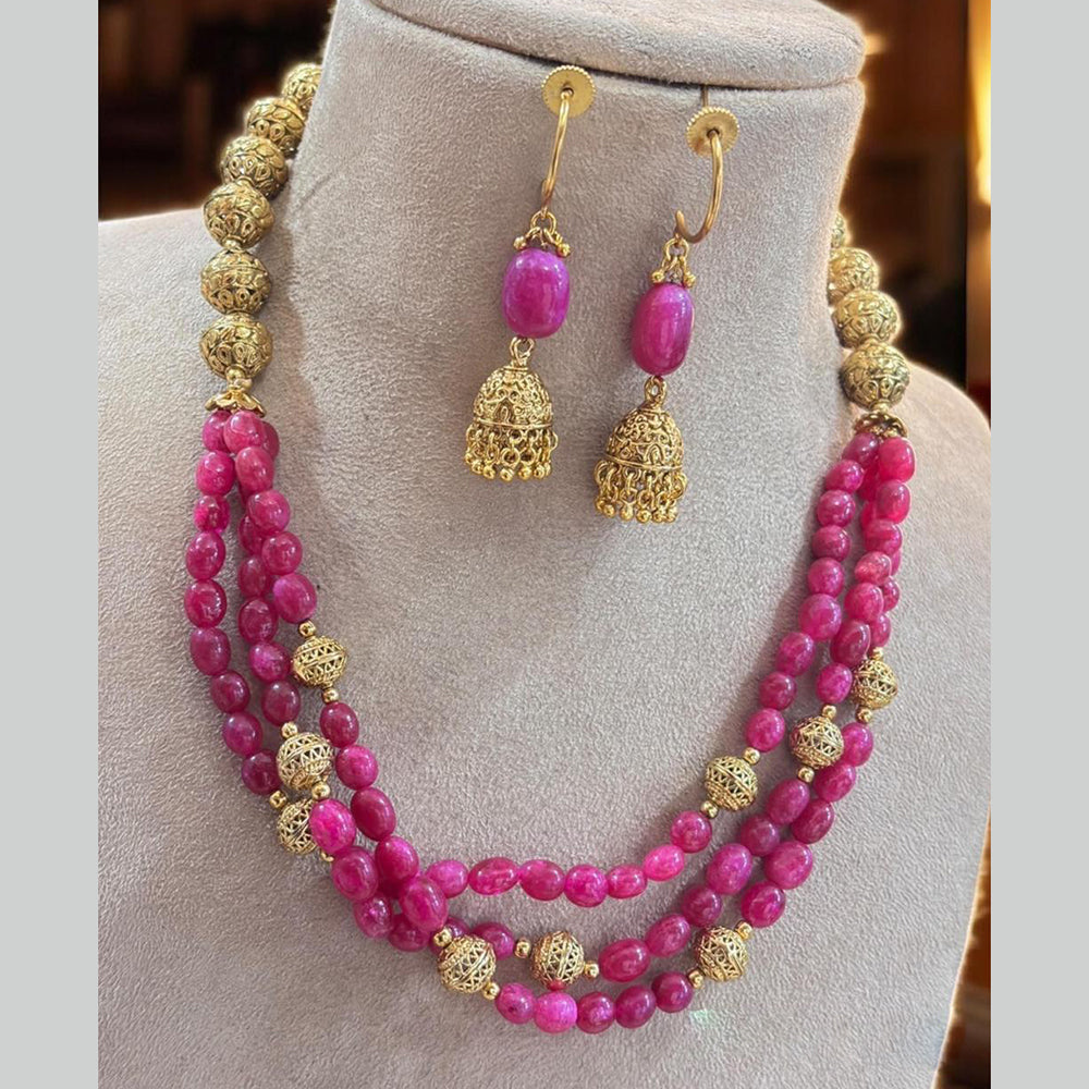 Jewel Addiction Multi-Layer Necklace Set with Gold Plating & BeadsTraditional Jewelry for Celebrations