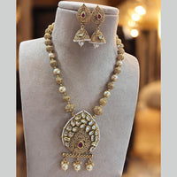 Jewel Addiction Gold Plated Kundan Stone And Pearls Long Necklace Set