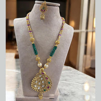 Jewel Addiction Gold Plated Kundan Stone And Pearls Long Necklace Set