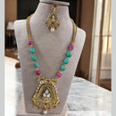 Jewel Addiction Gold Plated Kundan Stone And Beads Long Necklace Set