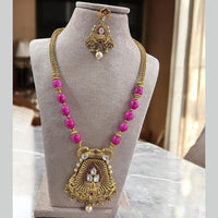 Jewel Addiction Gold Plated Kundan Stone And Beads Long Necklace Set