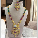 Jewel Addiction Gold Plated Pota Stone And Pearls Long Necklace Set