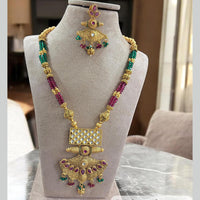 Jewel Addiction Gold Plated Pota Stone And Pearls Long Necklace Set