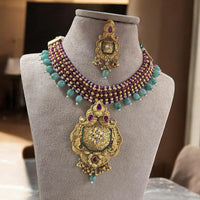 Jewel Addiction Gold Plated Pota Stone And Beads Necklace Set