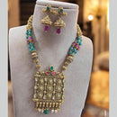 Jewel Addiction Gold Plated Kundan Stone And Beads Long Necklace Set