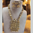 Jewel Addiction Gold Plated Kundan Stone And Beads Long Necklace Set