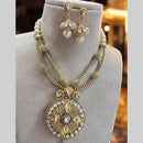 Jewel Addiction Gold Plated Kundan Stone And Pearls Long Necklace Set