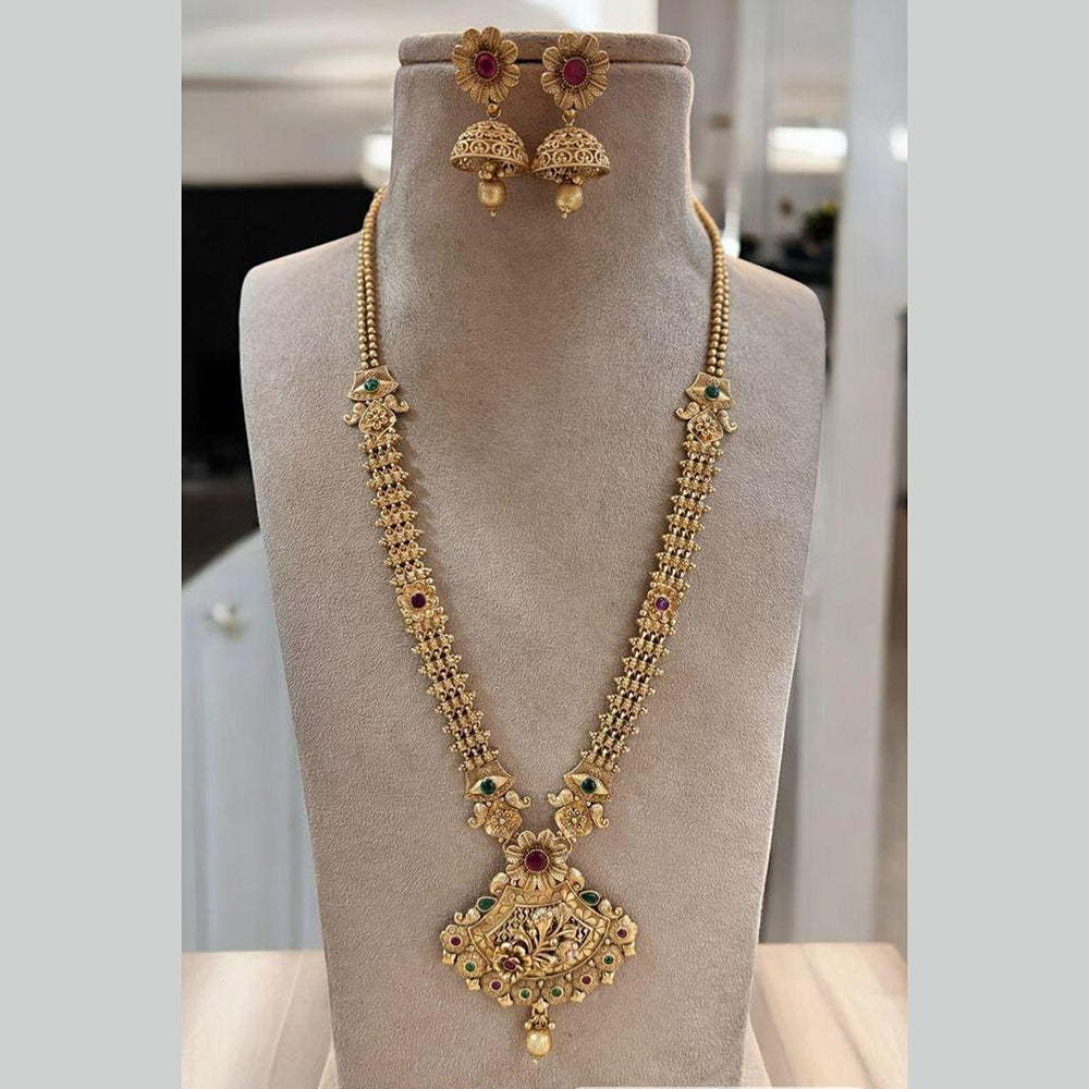Jewel Addiction Gold Plated Pota Stone Long Necklace Set