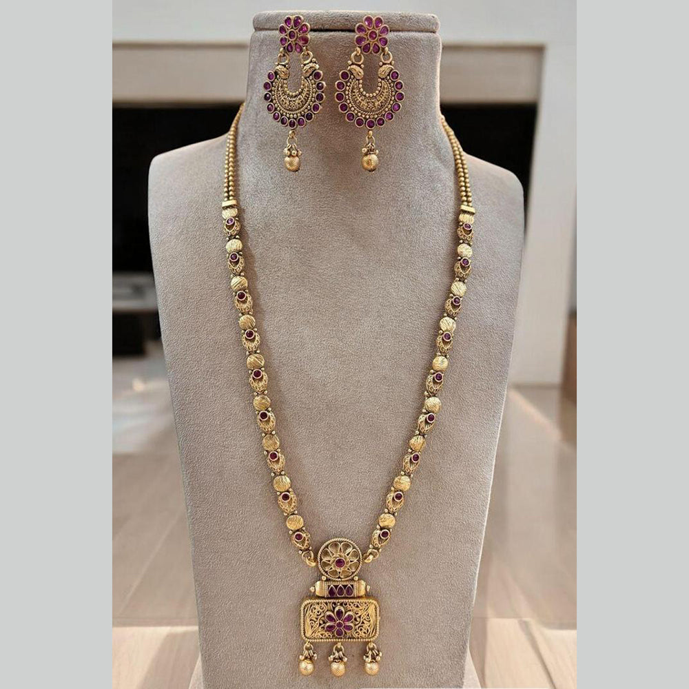 Jewel Addiction Gold Plated Pota Stone Long Necklace Set