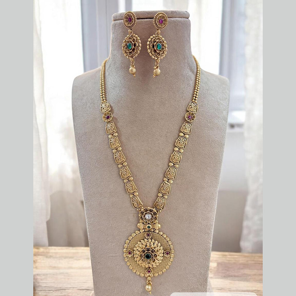 Jewel Addiction Gold Plated Pota Stone Long Necklace Set
