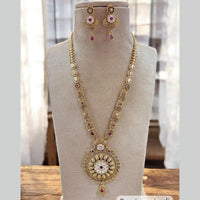 Jewel Addiction Gold Plated Pota Stone Meenakari Long Necklace Set