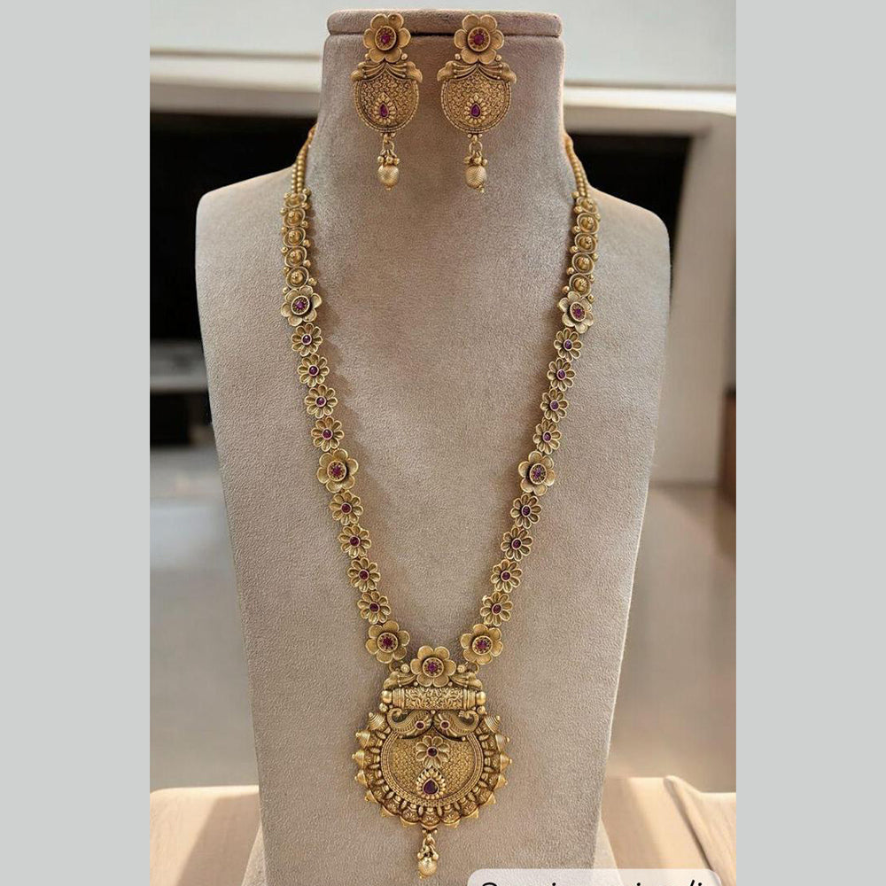 Jewel Addiction Gold Plated Pota Stone Long Necklace Set