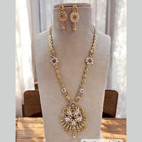Jewel Addiction Gold Plated Pota Stone Meenakari Long Necklace Set