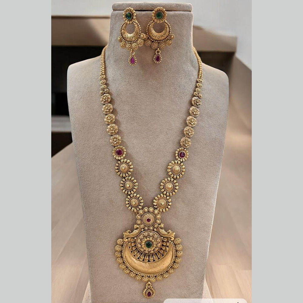 Jewel Addiction Gold Plated Pota Stone Long Necklace Set